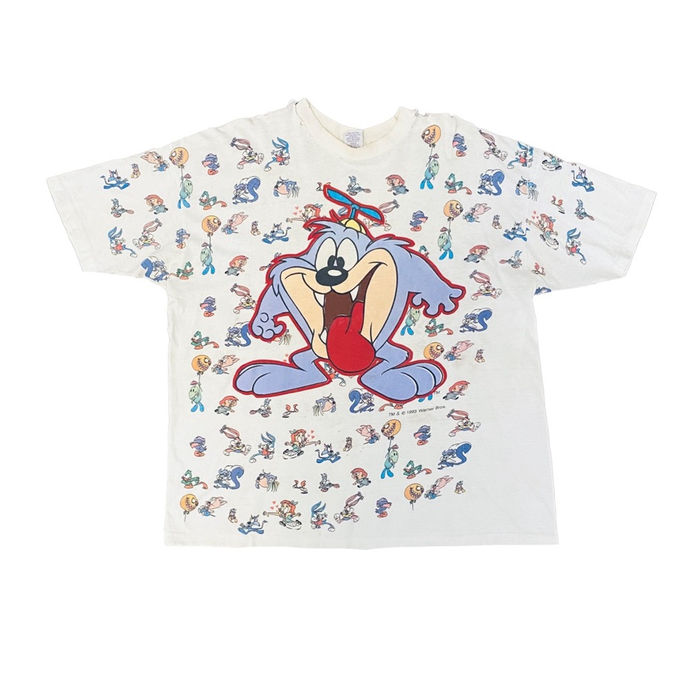 Vintage 1993 Thrashed Looney Tunes Dizzy Devil All Over Print Colorful Shirt